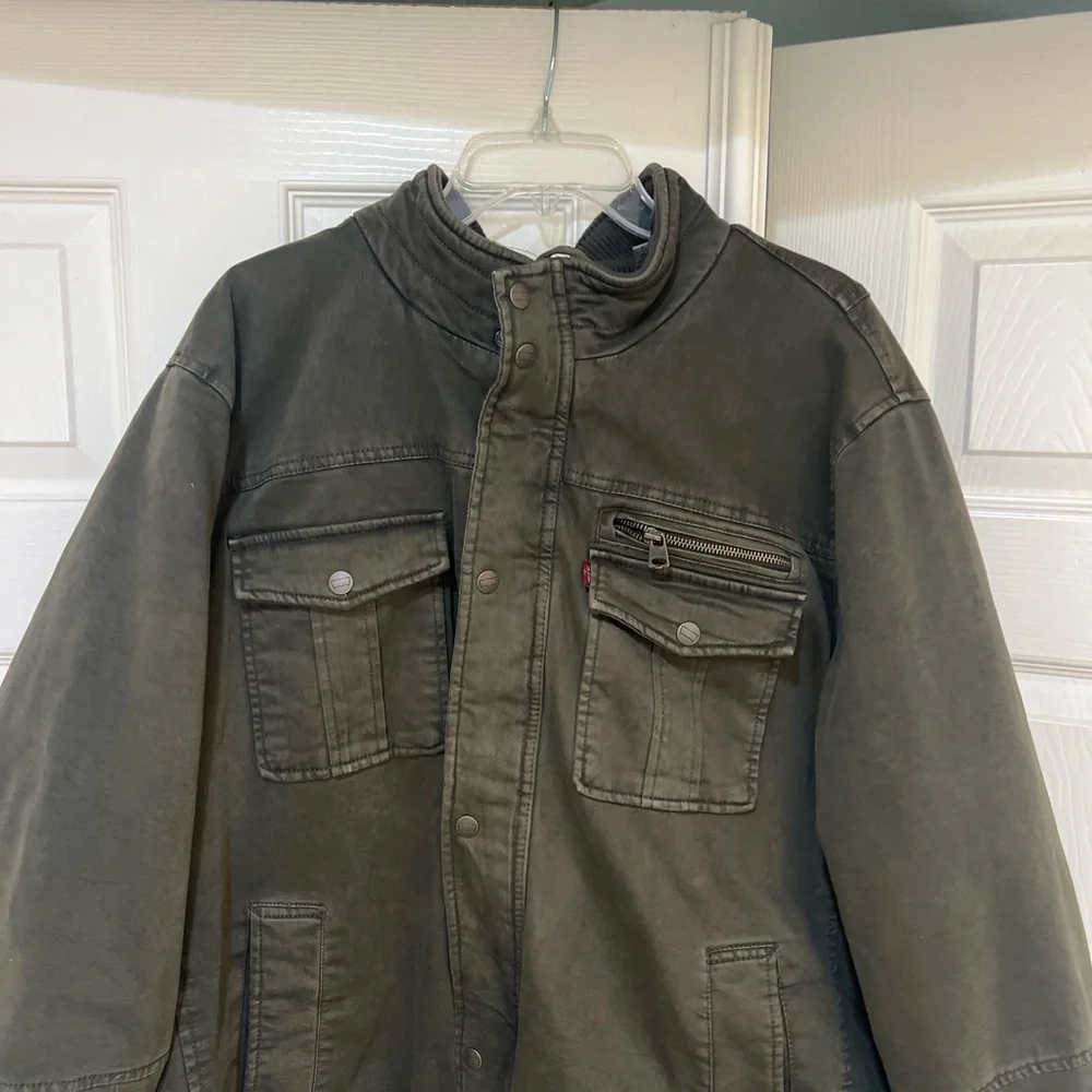 Levi's Men sz XXL Olive Green Zip/Snap Front‎ Utility Jacket gorpcore grunge